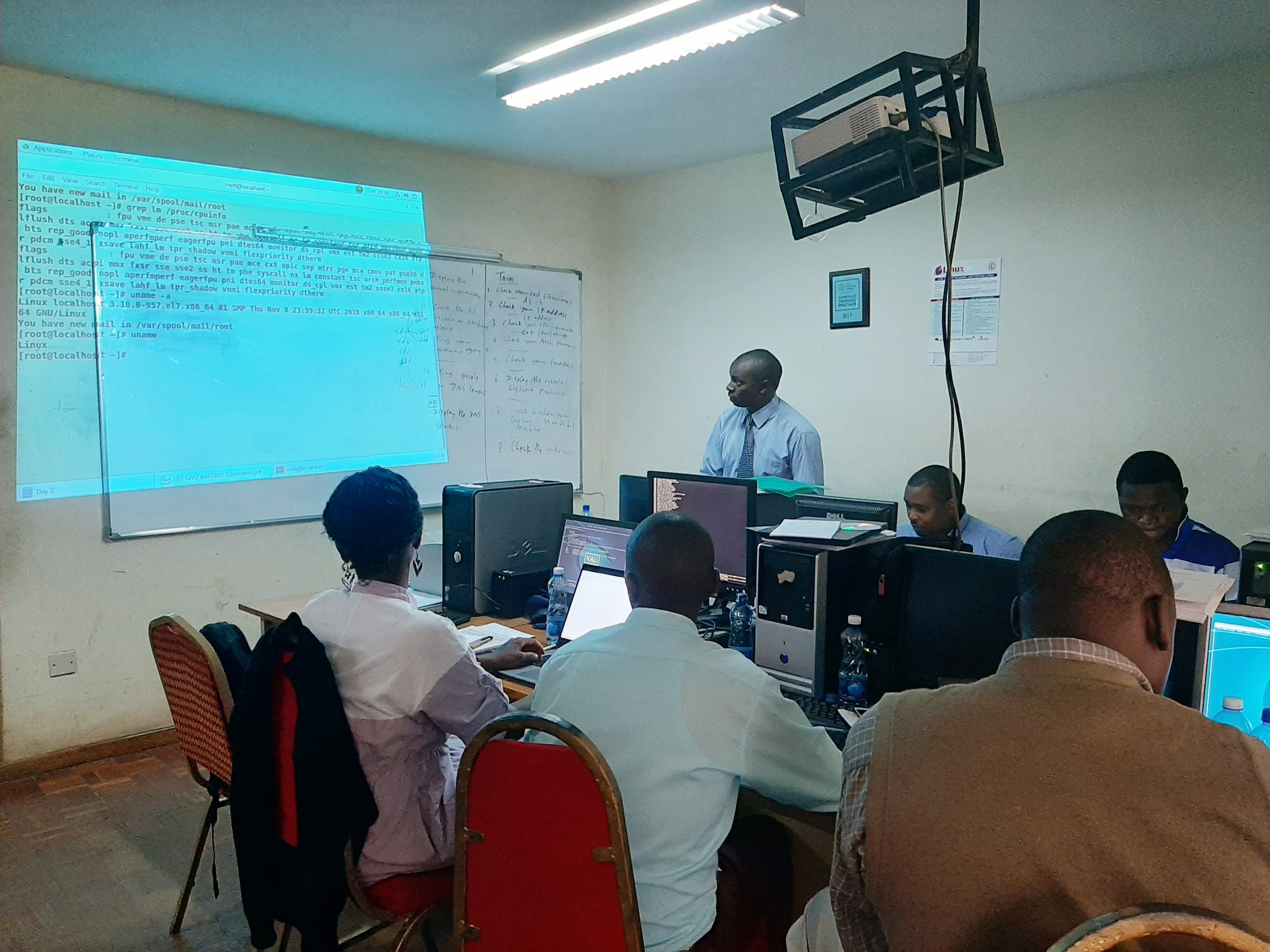 Director ICT,  Mr.  Anthony Mwai conducting LPIC 1 Linux System Administration Certification Training to ICT Officers at Linux Learning Centre Ltd, Nairobi - Hurlingham.