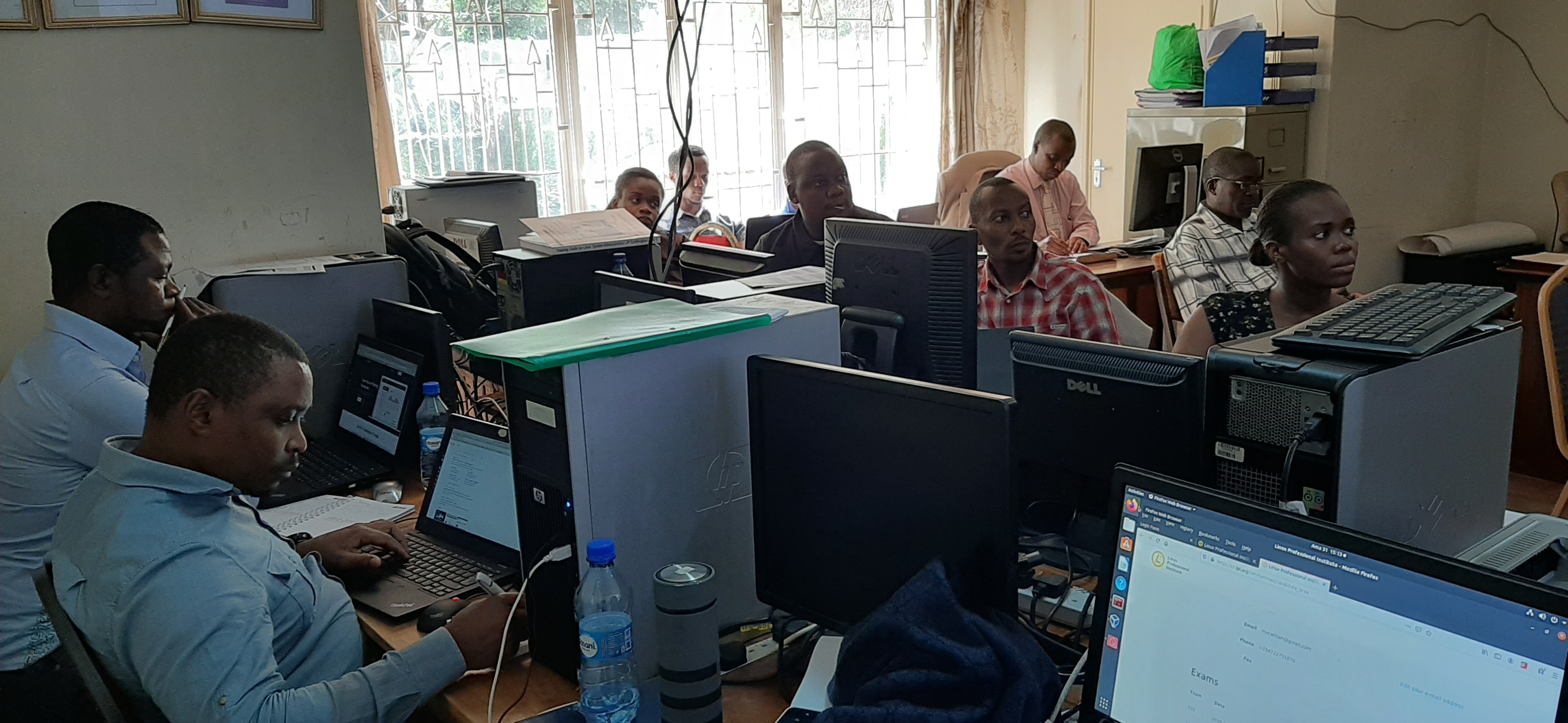 ICT OFFICERS  ATTENDING LPIC 1 LINUX SYSTEM ADMINISTRATION CERTIFICATION TRAINING AT LINUX LEARNING CENTRE LTD.
